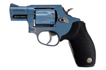 Image of Taurus 617-Total-Titanium Revolver, .357 Magnum, 2 in barrel, matte blue titanium frame, black ribbed rubber grip, revolving chamber, double-action, trigger actuated transfer bar, fixed front and rear, 7 round magazine, TRS-617-TTL-TTNM-FRRMPG