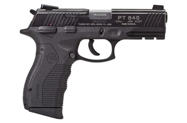 Image of Taurus PT-845 Pistol, .45 ACP, 4 in barrel, polymer frame, integrated polymer grip, recoil operated semi-automatic, double-action, frame mounted safety, firing pin block, Novak, 12 round magazine, TRS-PT-845-FRRMPG