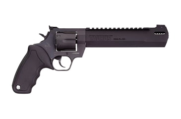 Image of Taurus Raging-Hunter Revolver, .44 Remington Magnum, 8.37 in barrel, matte black stainless steel frame, black rubber grip, revolving chamber, double-action, transfer bar, fixed blade front, adjustable rear, 6 round magazine, TRS-RG-HUNTER-6-FRRMPG