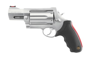 Image of Taurus Raging-Judge-M513 Revolver, .454 Casull, 3 in barrel, stainless steel frame, black rubber grip, revolving chamber, double-action, trigger actuated transfer bar, fiber-optic front, fixed notch rear, 6 round magazine, TRS-RG-JG-M513-FRRMPG