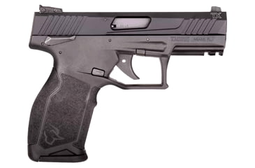 Image of Taurus TX22 Pistol, .22 Long Rifle, 4.1 in barrel, black polymer frame, integrated polymer grip, blowback operated semi-auto, striker single-action, frame mounted ambi safety, white 3-dot adjustable, 16 round magazine, TRS-TX22-FRRMPG