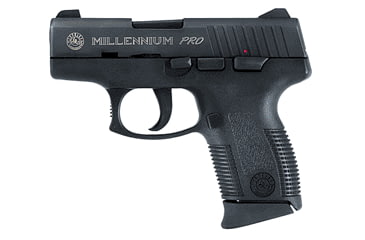 Image of Taurus Millennium-Pro-PT-111 Pistol, 9mm Luger, 3.25 in barrel, black polymer frame, checkered polymer grip, recoil operated semi-automatic, striker double-action, firing pin block, 3-dot fixed, 12 round magazine, TRSMLNMPROPT111-FRRMPG