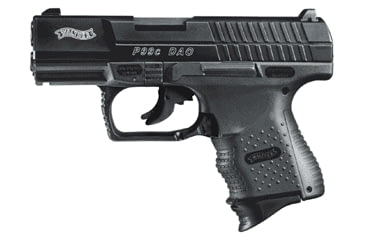 Image of Walther P99c-DAO Pistol, 9mm Luger, 3.5 in barrel, black polymer frame, integrated polymer grip, recoil operated semi-automatic, double-action only, striker, trigger safety, 3-dot adjustable, 10 round magazine, WA-P99C-DAO-FRRMPG