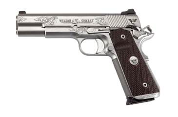 Image of Wilson Combat Texas-BBQ-Special Pistol, .45 ACP, 5 in barrel, stainless steel frame, custom black cherry grip, recoil operated semi-automatic, single-action, gold bead front, combat rear, 8 round magazine, WC-TX-BBQ-SPC-FRRMPG