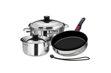 Image of Magma Nesting 7-Piece Induction Compatible Cookware - Stainless Steel Exterior &amp; Slate Black Ceramica Non-Stick Interior 58440