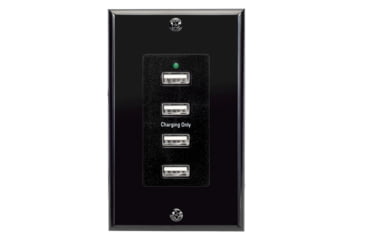 Image of Magnadyne Wc-Usb-B Wall Mount USB Charger With 4-Ports, Black, WCP-USB-B