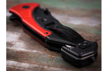 Image of Boker Fire Chief Folding Knife, 4.53in, 440A, Serrated Blade, Aluminum Black Handle, 01LL313