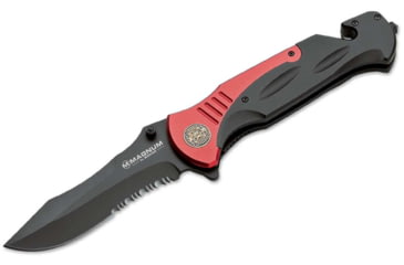 Image of Boker Fire Chief Folding Knife, 4.53in, 440A, Serrated Blade, Aluminum Black Handle, 01LL313