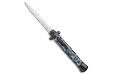 Image of Mago 11&quot; Italian Stiletto OTF Auto Bayonet Knife Black Smoke w/Clip 4.9&quot; Satin, Black/Gray, Stainless Steel, adult, BHQ-141041