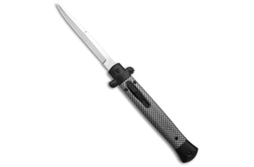 Image of Mago 11" Italian Stiletto OTF Automatic Knife Carbon Fiber 4.9" Satin Bayo, Black/Gray, Stainless Steel, adult, BHQ-142024