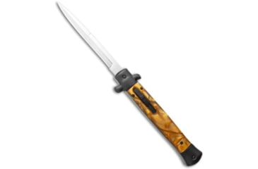 Image of Mago 11" Italian Stiletto OTF Automatic Knife Gold Smoke Abyss 4.9" Satin Bayo, Black/Gold, Stainless Steel, adult, BHQ-120701