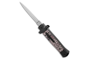 Image of Mago 9" Italian Stiletto OTF Automatic Dagger Knife Sidewinder Black 3.8" Satin, Gray/Black, Stainless Steel, adult, BHQ-125341