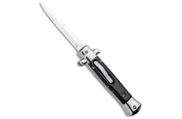 Image of Mago 9" Italian Stiletto OTF Automatic Knife Black Marble 3.8" Satin w/o clip, Black, Stainless Steel, adult, BHQ-98335