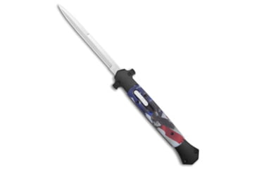 Image of Mago Mago D/A Italian Stiletto Auto OTF Knife American Flag/Eagle 5.75" Satin, Blue/Red/White, Stainless Steel, adult, BHQ-174555