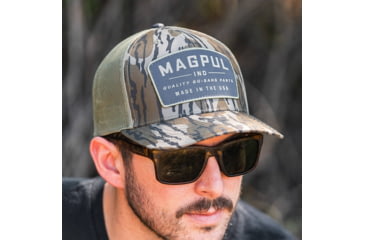 Image of Magpul Industries Go Bang Trucker Hat, Bottomland Camo, Cotton/Polyester, One Size Fits Most