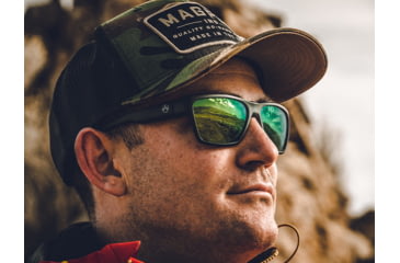 Image of Magpul Industries Pivot Shooting Glasses, Black Frame, Violet Lens/Green Mirror, MAG1128-1-001-4050