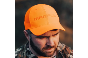 Image of Magpul MAG1108-814 Wordmark Trucker Hat Blaze Orange OSFA