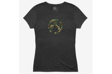 Image of Magpul Industries Woodland Camo Icon Tri-Blend T-Shirt - Women's, Medium, Charcoal Heather, MAG1171-011-M