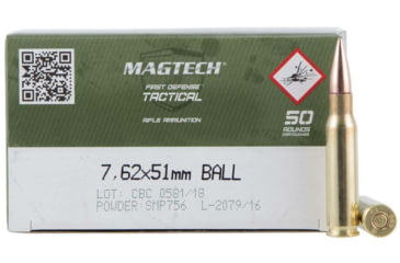 Image of Magtech 7.62x51mm NATO 147 Grain Full Metal Jacket Brass Centerfire Rifle Ammo, SB762A