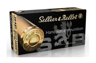 Image of Sellier &amp; Bellot 9mm Luger 124 Grain Jacketed Hollow Point Pistol Ammo, 50 Rounds, SB9D