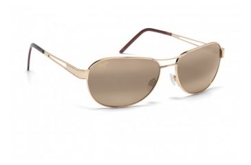 Image of Maui Jim Mahina Sunglasses w/ Gold Frame and HCL Bronze Lenses - H229-16, Quarter View