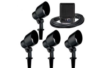 Image of Malibu 4pc 20 Watt Halogen Cast Metal Outdoor Flood Light Kit,Black 8301-9904-04