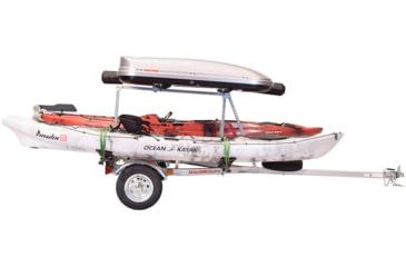 Image of Malone Auto Racks MicroSport LowBed 2 Kayak Trailer Package, 2 Sets MegaWing, Cargo Box, Rod Tube, Spare Tire, MPG464-LBTM