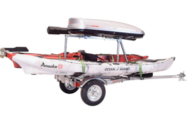 Image of Malone Auto Racks MicroSport LowBed 2 Kayak Trailer Package, 2 Sets MegaWing, Cargo Box, Rod Tube, Spare Tire, MPG464-LBTM