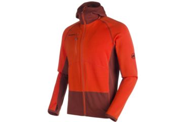 Image of Mammut Aconcagua Pro ML Hooded Jacket - Men's-Dark Orange/Maroon-X-Large