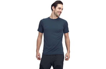 Image of Mammut Aegility T-Shirt - Mens, Marine Melange, Small, 1017-01980-5784-113