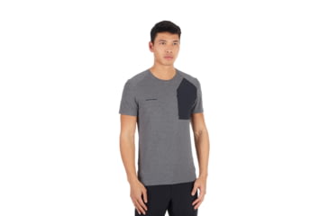 Image of Mammut Crashiano Pocket T-Shirt - Mens, Black Mlange/Black, Large, 1017-00920-0034-115
