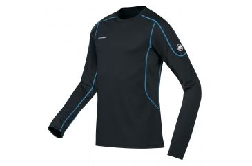 Image of Mammut Go Warm Longsleeve - Men's-Black/Cyan-Small