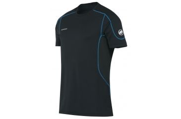 Image of Mammut Go Warm T-Shirt - Men's-Black/Cyan-Small