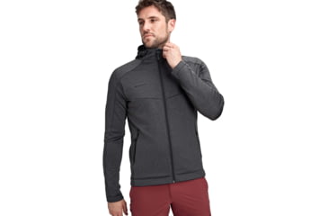 Image of Mammut Nair ML Hooded Jacket - Mens, Black Melange, Large, 1014-00800-0033-115