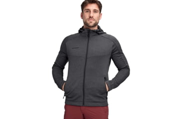 Image of Mammut Nair ML Hooded Jacket - Mens, Black Melange, Large, 1014-00800-0033-115