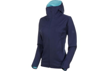 Image of Mammut Ultimate V SO Hooded Jacket - Womens, Peacoat-Waters Melange, Small, 1011-00072-50133-113