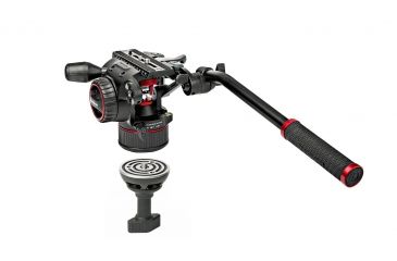 Image of Manfrotto Nitrotech N8 Video Head w/ Twin Leg Tripod Middle Spreader, Black, MVKN8TWINMUS