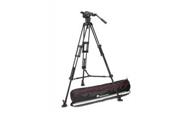 Image of Manfrotto Nitrotech N8 Video Head w/ Twin Leg Tripod Middle Spreader, Black, MVKN8TWINMUS
