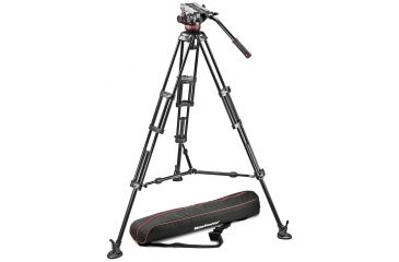 Image of Manfrotto Professional Fluid Video System/Aluminum/Mid Spreader MVH502A w/546B Tripod MVH502A,546BK-1