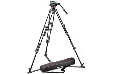 Image of Manfrotto Professional Fluid Video System/Aluminum /Ground Spreader MVH502A w/546GB Tripod MVH502A,546GB-1
