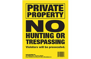Image of Maple Leaf Press No Trespassing Sign 8.5 x 11 in, Vertical, 25 Pk, Yellow, NTP-3-25