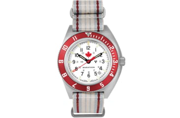 Image of Marathon Adanac Maple Steel Navigator w/ Date Automatic Unisex Watches, Sapphire, 41mm, Red,, Red and White, WW194030SS-1601