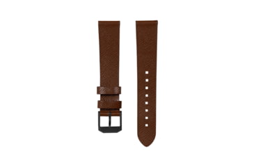 Image of Marathon Cross Hatch 2-Piece Strap, Italian Leather, IP Black Buckle, 20mm, Cognac, Extra Long, WS-LT-CGBK-20-XL