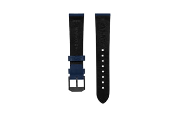 Image of Marathon Cross Hatch 2-Piece Strap, Italian Leather, IP Black Buckle, 20mm, Royal Blue, Extra Long, WS-LT-RBBK-20-XL
