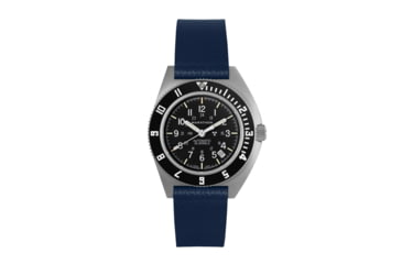 Image of Marathon Cross Hatch 2-Piece Strap, Italian Leather, Parkerized Buckle, 20mm, Royal Blue, Extra Long, WS-LT-RBPS-20-XL