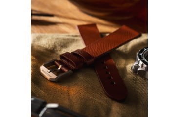 Image of Marathon Cross Hatch 2-Piece Strap, Italian Leather, Steel Buckle, 20mm, Cognac, Standard, WS-LT-CGSS-20-ST