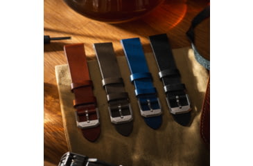 Image of Marathon Cross Hatch 2-Piece Strap, Italian Leather, Steel Buckle, 20mm, Royal Blue, Standard, WS-LT-RBSS-20-ST