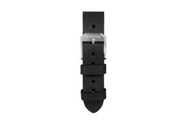 Image of Marathon Cross Hatch 2-Piece Strap, Leather, Steel Buckle, 18mm, Black, Standard, WS-LT-BKSS-18-ST