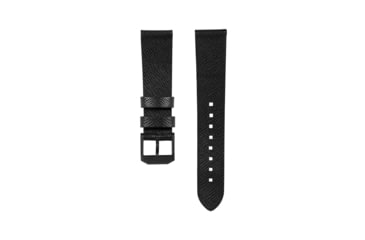 Image of Marathon Cross Hatch 2-Piece Strap, Leather, Steel Buckle, 20mm, Black, Standard, WS-LT-BKBK-20-ST
