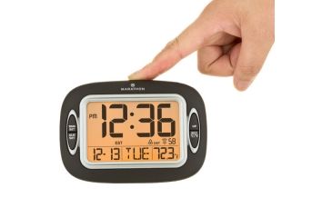 Image of Marathon Atomic Alarm Clock w/Temperature and Date, Black CL030051BK
